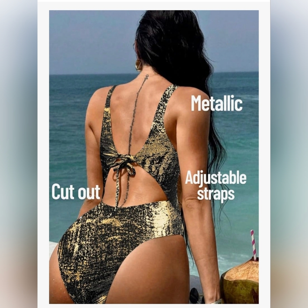 ChiaoLezhee Metallic One Piece Swimsuit #1245 - Picture 7 of 9